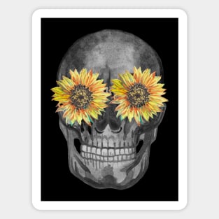 Skull with sunflowers Magnet